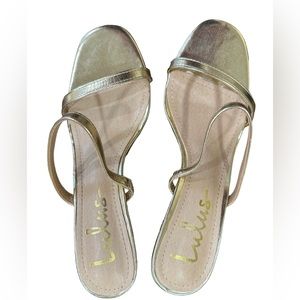 Women’s Lulu’s Gold Block Stappy Heel Size 6.5